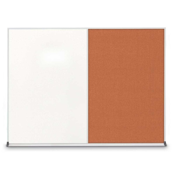 United Visual Products Triple Door Radius Corkboard, 96"X48", B UV8006-BLACK-RUBBER - main